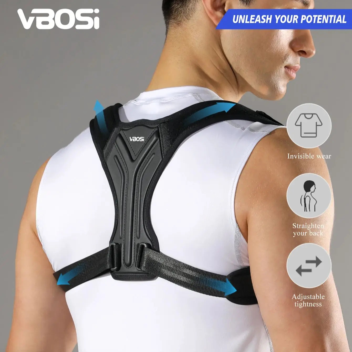 Back Support Orthodontic Appliance Invisible Breathable Posture Correction Strap for Preventing Hunchback