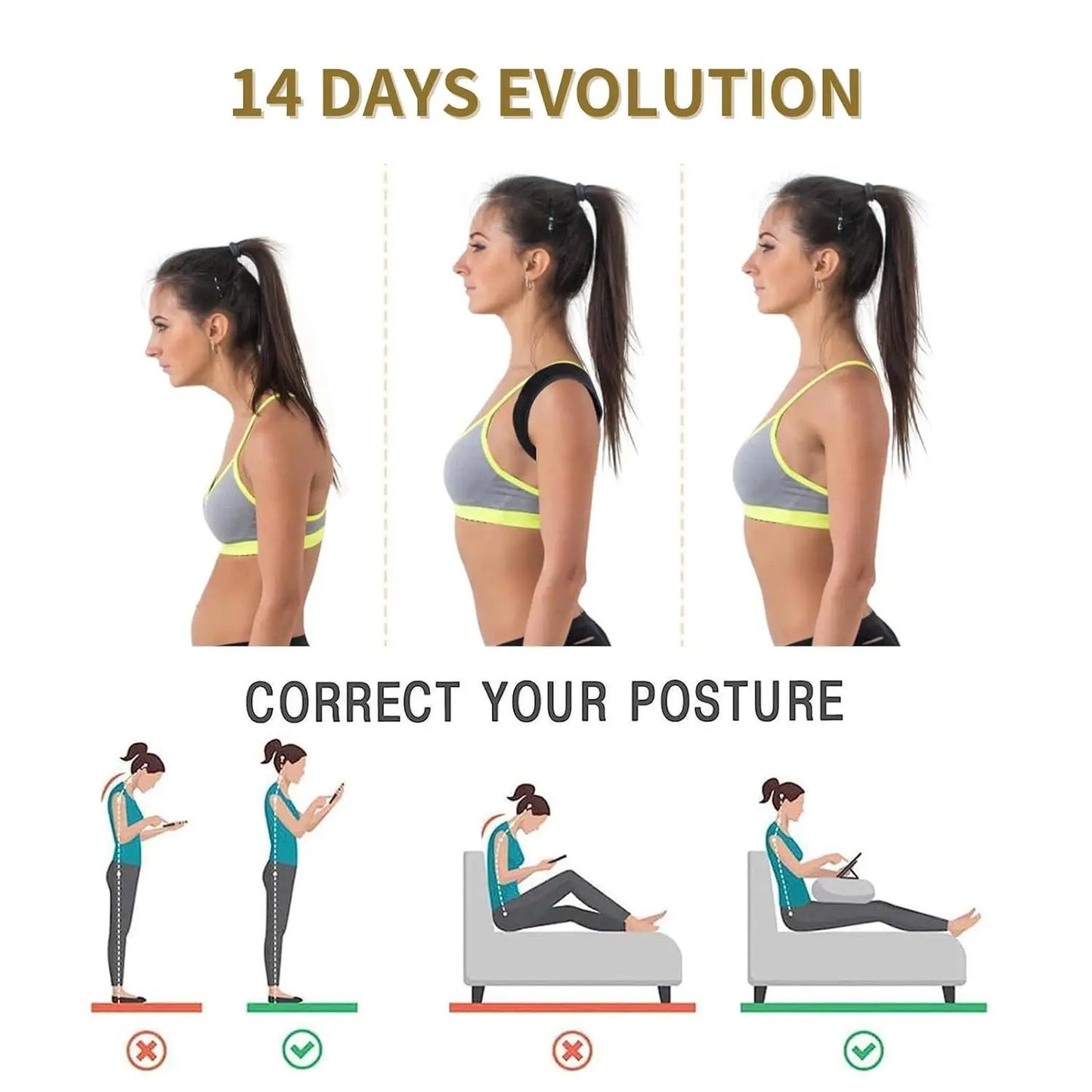 Invisible Back Posture Corrector Trainer Girdles Adjustable Shoulder Brace Straight Back Support for Men Women Adult Children