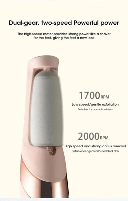 Electric Foot Grinder for Dead Skin Rechargeable Roller Feet Pedicure Tool with Removable Roller Heads